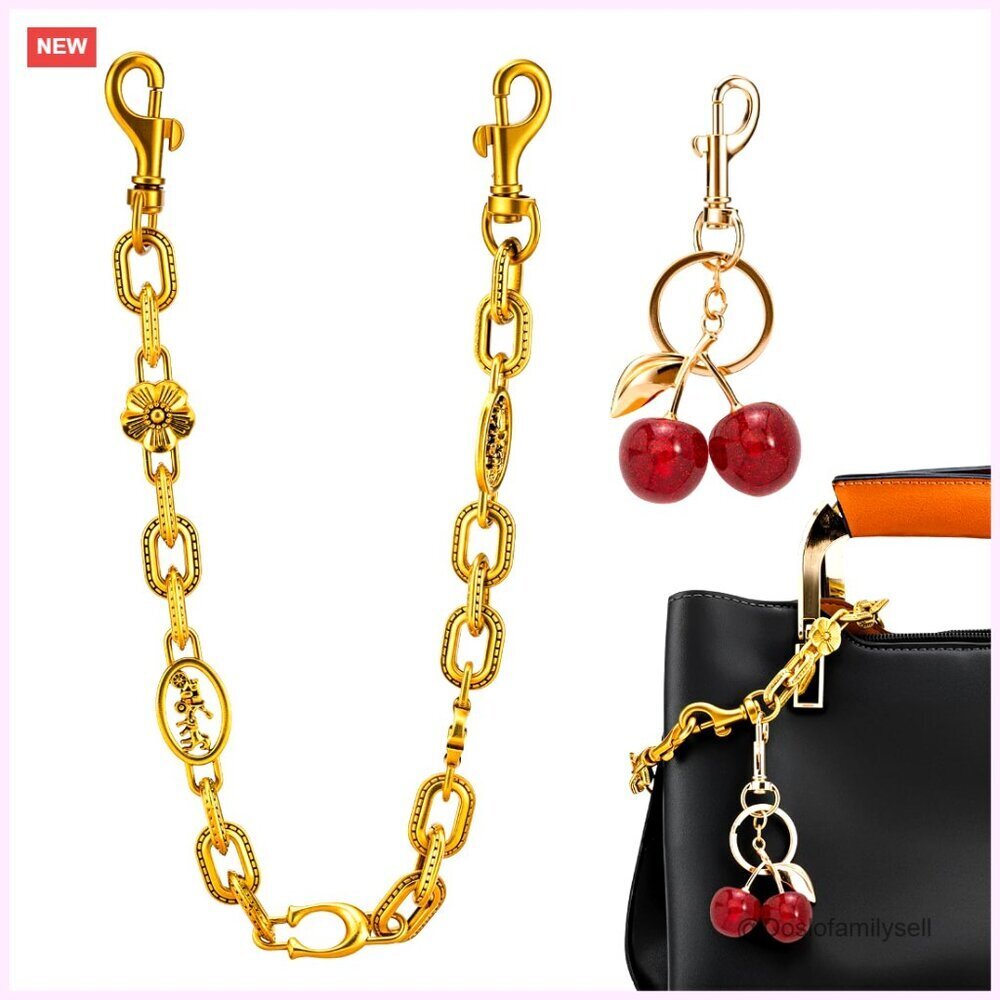 Gold Purse Charm Bag Extender Chain with Horse Design 16.5 Inches